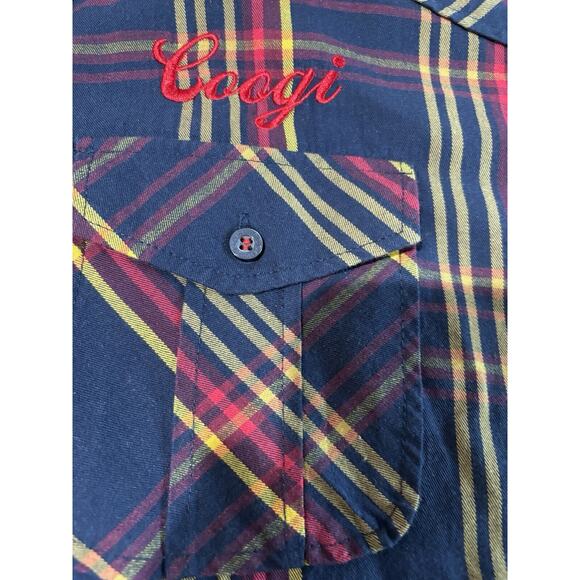 Coogi Button Up Shirt Mens Size XXL Blue Plaid Long Sleeve Embroidered - Picture 8 of 10